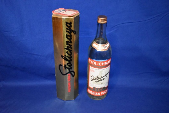 BOTTLE OF STOLICHNAYA VODKA GENIUNE RUSSIAN VODKA,
