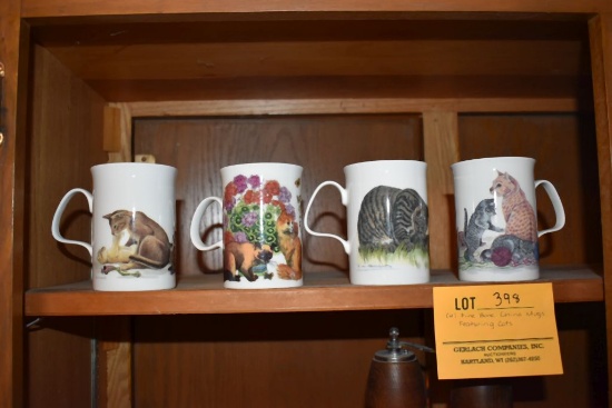 (4) FINE BONE CHINA MUGS FEATURING CATS