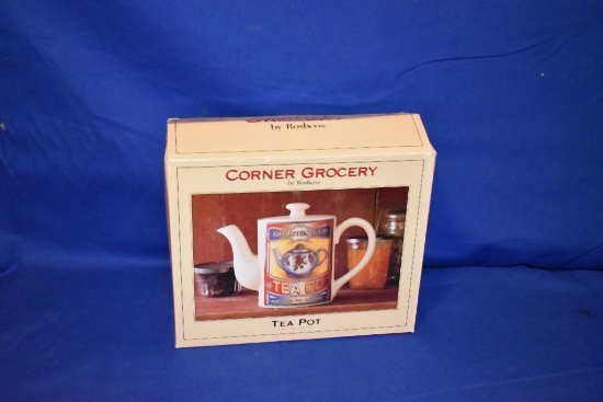 CORNER GROCERY BY ROSHCO TEAPOT, NO. 97110, NIB