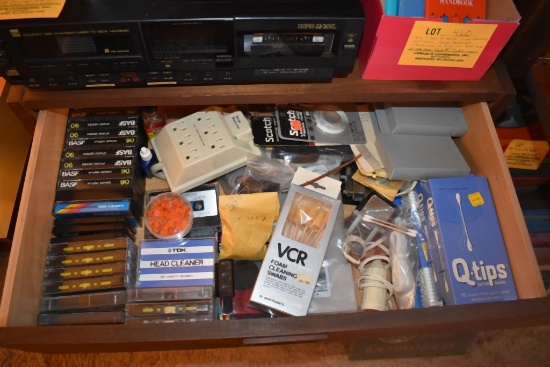 DRAWER ITEMS: SURGE PROTECTOR, VCR FOAM CLEANER,