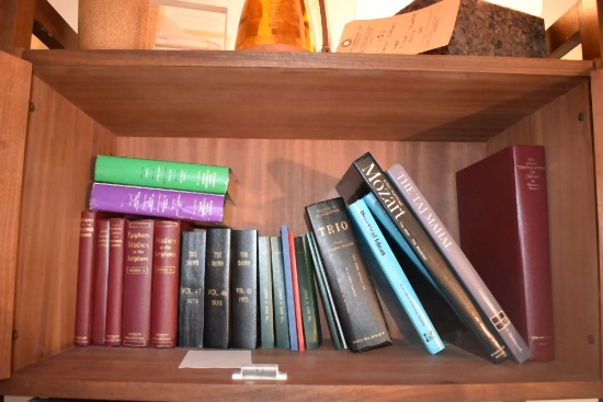 MISC. BOOKS ON SHELF: THE DAWN, TRIO, HYMNS, ETC.