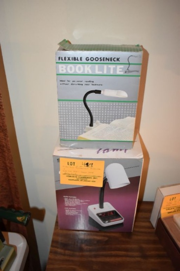 FLEXIBLE GOOSENECK BOOKLITE & SPARTUS ALARM CLOCK