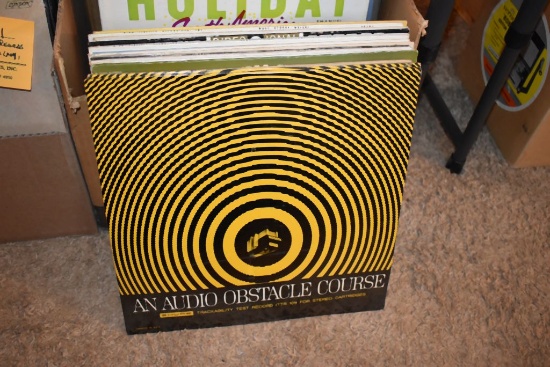 BOX W/40+ VINYL RECORDS: LIBERACE, MY FAIR LADY, ETC.