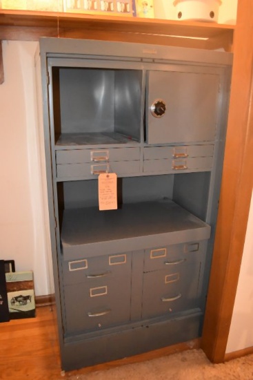TOWER GRAY METAL CABINET, 8 DRAWERS, SAFE & PULL OUT