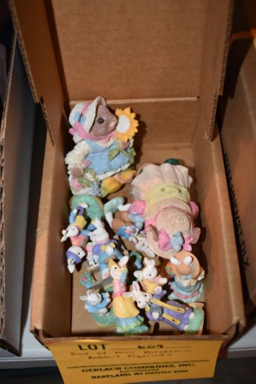 BOX OF MINI PORCELAIN RABBIT FIGURINES