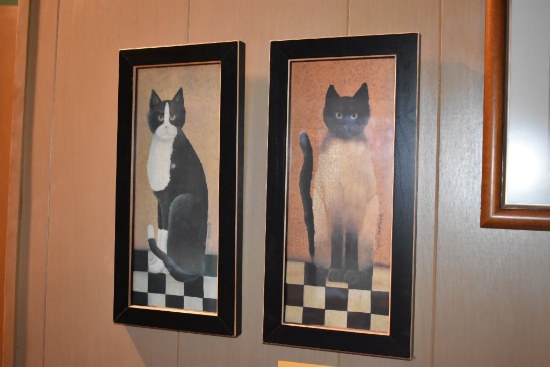 (2) WALL ART HOME DECORE CATS, APPROX. 13"H X 7"W