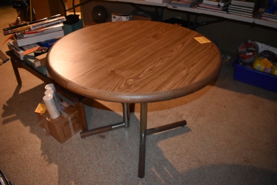41" DIA. TABLE W/WOOD TOP & METAL BASE