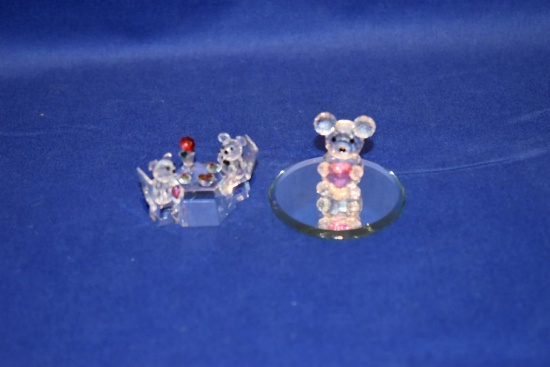 (2) IRIS ARC CRYSTAL FIGURINES, TABLE FOR TWO NO.