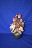CERAMIC VASE W/SILK FLOWERS