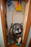 CONTENTS OF CLOSET: ORECK VACUUM, SUNBEAM VACUUM,
