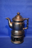 POTTERY, CERAMIC SLATE FINISH TEAPOT W/WARMER,