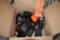 BOX WITH ASSORTED BLACK & DECKER BATTERIES AND MISC. CHARGERS