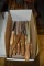 BOX OF WOODWORKING TOOLS: CARVERS, CHISELS, ETC.