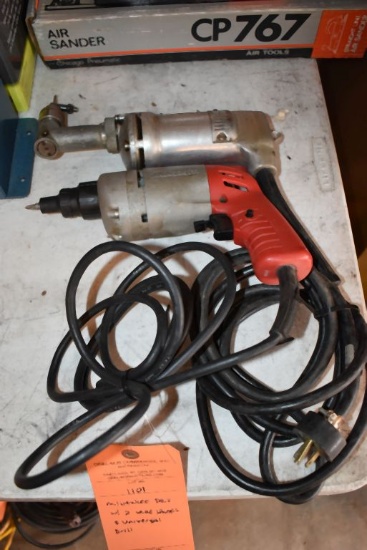 MILWAUKEE DRILL W/2 WIRE WHEELS & UNIVERSAL DRILL