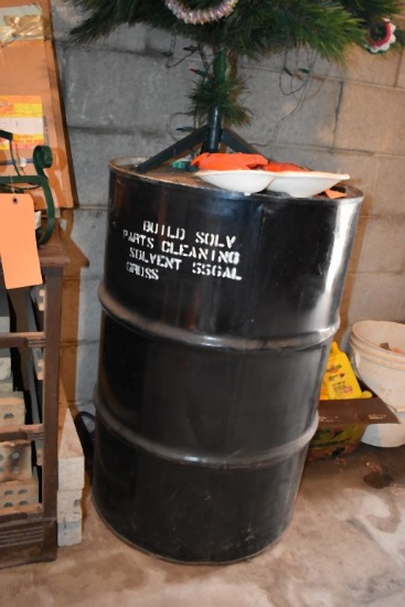 55 GALLON DRUM W/PARTS SOLVENT