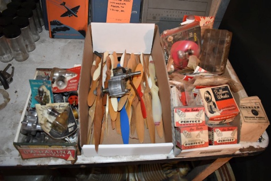 MODEL AIRPLANE PARTS: PROPELLERS, ENGINES, BALLOON