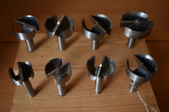 (8) FORSTNER BITS IN WOOD BLOCKS