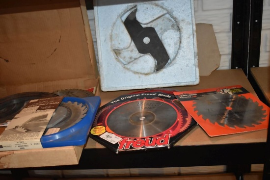ASSORTED SAW BLADES INCLUDING 7" DADO BLADE