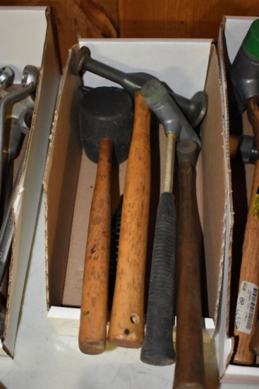 BOX OF ASSORTED HAMMERS/MALLETS