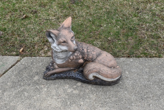 CONCRETE FOX LAYING DOWN, APPROX. 20"W X 16"H