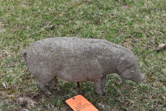 CONCRETE STANDING PIG APPROX. 16" X 10"H, BOTTOM HAS DAMAGE