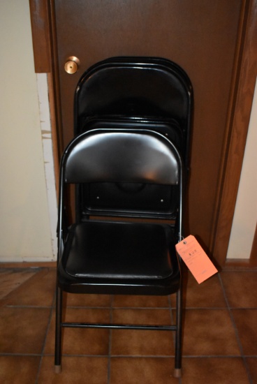 (4) BLACK METAL FOLDING CHAIRS, W/VINYL FOAM SEATS