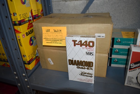 (2) BOXES WITH DIAMOND GOLD-EX T-140 STEREO HI-FI VHS TAPES,  7-HOUR SUPER HIGH GRADE VIDEO