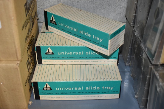 (6) VINTAGE BOXES OF TOWER UNIVERSAL SLIDE TRAYS