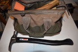 TOOL BAG WITH ASSORTED TOOLS - PRIMARILY HAMMERS