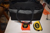 TOOL BAG WITH ASSORTED HAND TOOLS AND TAPE MEASURES