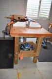 WOODEN WORKBENCH WITH ATTACHED 10