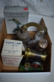 BELL, LAMP, BIRD FAUCET AND MISC. IN BIN