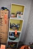 ELECTRICAL ITEMS, CORDS AND MISC. IN (4) WOODEN CUBBY UNITS