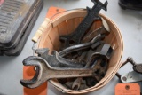 BASKET WITH SPECIALTY WRENCHES AND SPIKES,