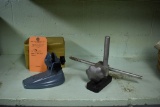 LOT W/MICROMETER STAND & HOLD DOWN FIXTURE