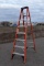 WERNER 8' FIBERGLASS STEP LADDER, 300# CAPACITY,