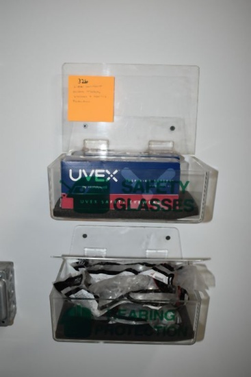 CLEAR WALLMOUNT HOLDERS WITH SAFETY GLASSES AND