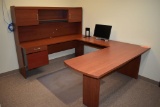 EXECUTIVE STYLE U-SAHPED DESK, 2 DRAWERS,