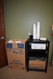 BLACK STAND W/COFFEE CUPS, DART J-CPS, PLATES,