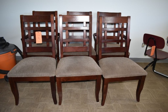 CHERRY WOOD COLOR WOOD TABLE WITH GLASS INSERTS AND
