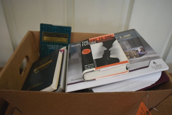 BOX OF OFFICE/BUSINESS TEXT BOOKS; LAW, SALES,