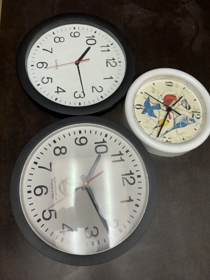 (3) WALL CLOCKS, ALL BATTERY OPERATED