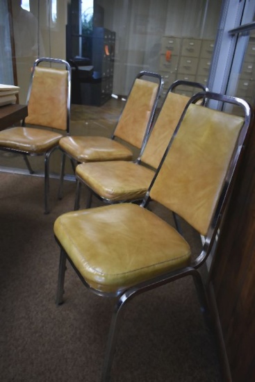 (5) METAL FRAMED/BROWN VINYL CHAIRS