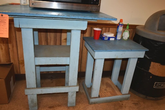 TWO WOODEN TABLES, - NO CONTENTS, (1) 28"H x 24"W x
