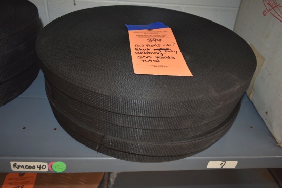 (5) ROLLS OF 1" BLACK POLY WEBBING, 500 YARDS TOTAL