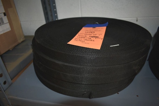 (5) ROLLS OF 1" BLACK POLY WEBBING, 500 YARDS TOTAL