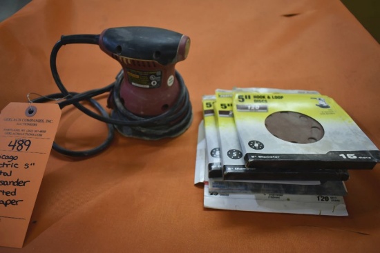CHICAGO ELECTRIC 5" ORBITAL PALM SANDER AND ASSORTED