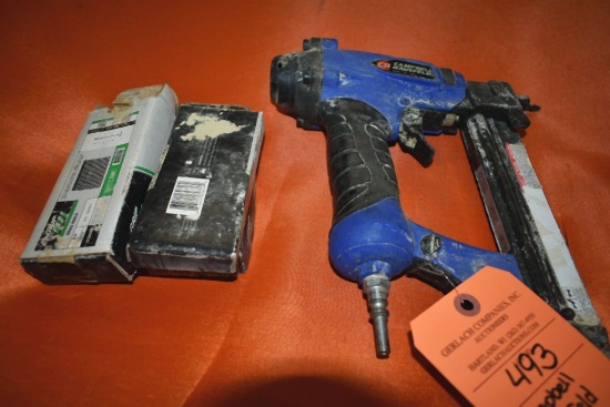 CAMPBELL HAUSFELD PNEUMATIC BRAD NAILER AND BOXES OF NAILS
