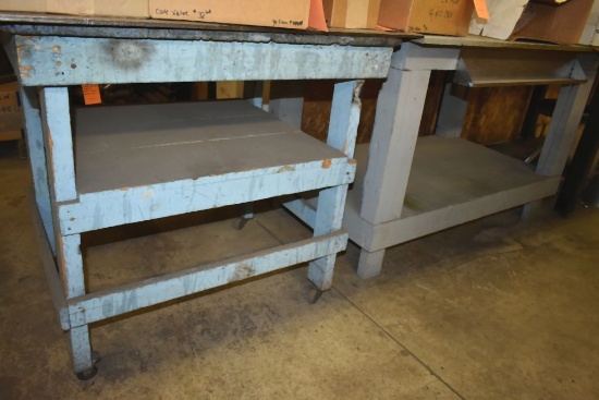 (2) WOODEN WORKBENCHES, 56" x 3' AND SMALLER, 40" x