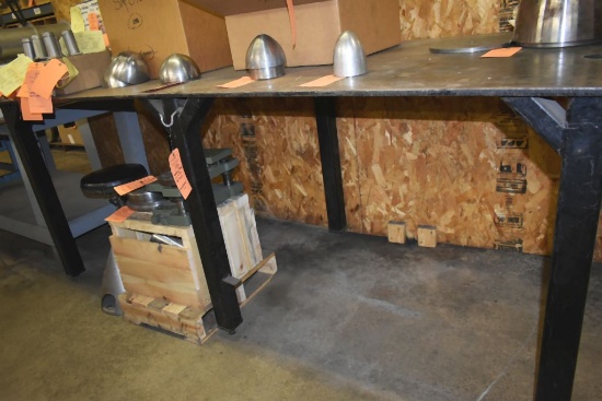 WELDING TABLE, 8'L x 41"D x 5/8" THICK, NO CONTENTS